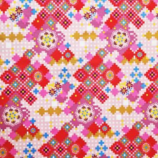 tissu free spirit Anna Maria Love Always motif pixel art rouge rose violet blanc