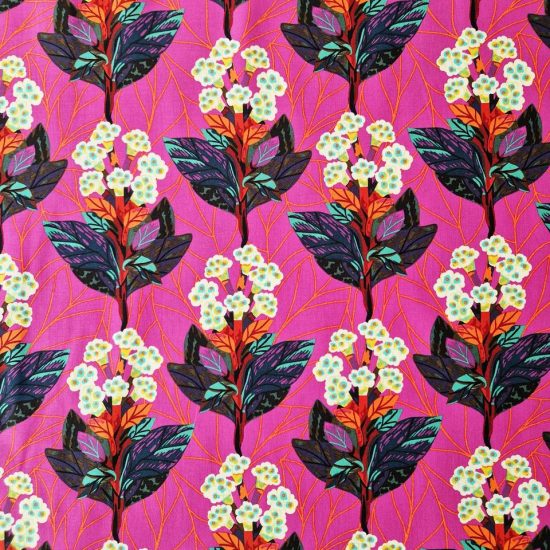 tissu imprimé fleurs free spirit rose fuschia