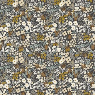 tissu coton imprimé meadow rifle paper co mini motif fleurs bronze or métallisé gris beige mordoré